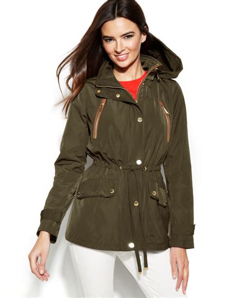 michael michael kors petite jacket hooded leather|Michael Kors faux leather jacket.